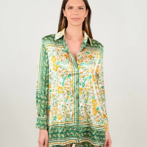 CAMICIA CAFTANO FANTASIA VERDE E ARANCIO