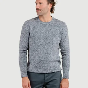MAGLIONE IN LANA E ALPACA BLU MELANGE