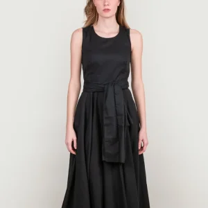 ABITO SMANICATO IN MUSSOLA DI COTONE NERO