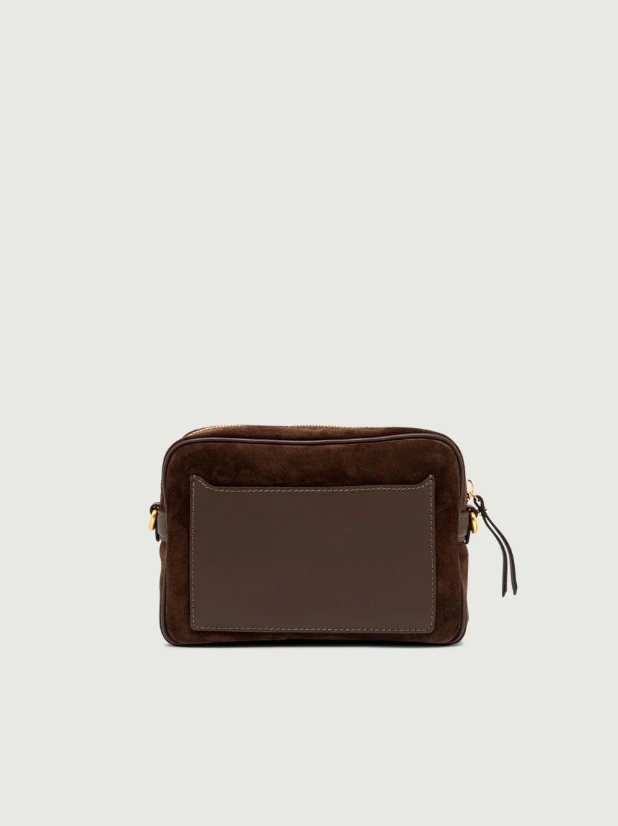Borsa a tracolla Nina in camoscio color cioccolato - immagine 3