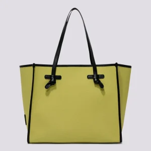Borsa Shopping Marcella in canvas verde sulfureo