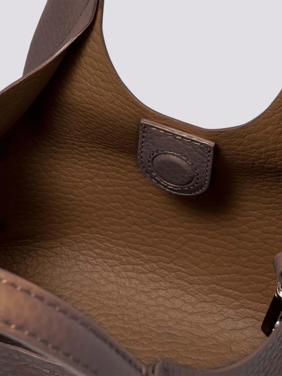 Borsa a spalla Dua in pelle martellata TESTA MORO - immagine 5