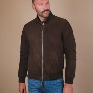 GIUBBOTTO IMBOTTITO IN CAMOSCIO MARRONE "ELVIS"