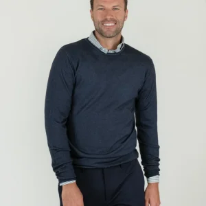 MAGLIA GIROCOLLO IN LANA MERINO BLU