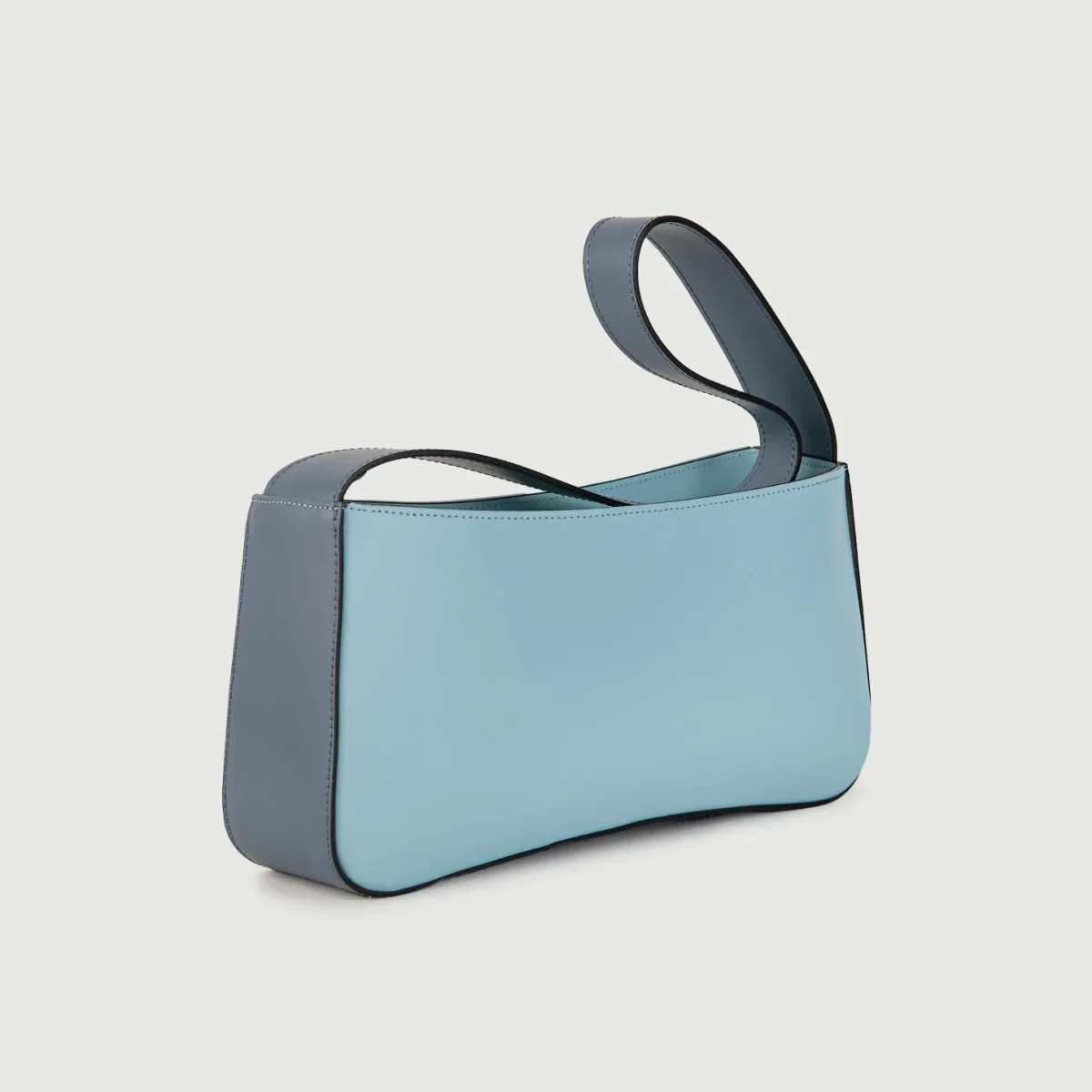 BORSA A SPALLA SEVENTY IN PELLE BICOLORE AZZURRO E BLU - immagine 3