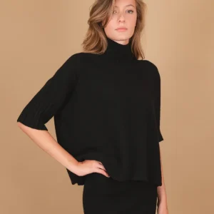 LUPETTO IN MAGLIA OVER CON MAINICA TRE QUARTI NERO