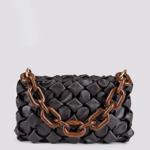 Borsa Curly In Pelle Intrecciata Testa moro