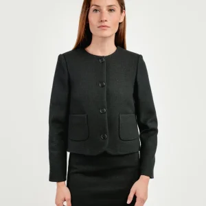 GIACCA MONOPETTO CON COLLO ROTONDO NERA