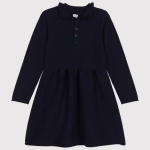 Abito a maniche lunghe in maglia blu