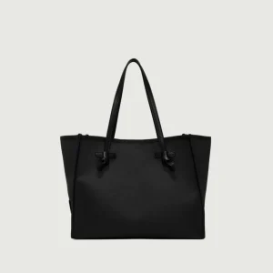 Shopping Marcella in tessuto nero corda