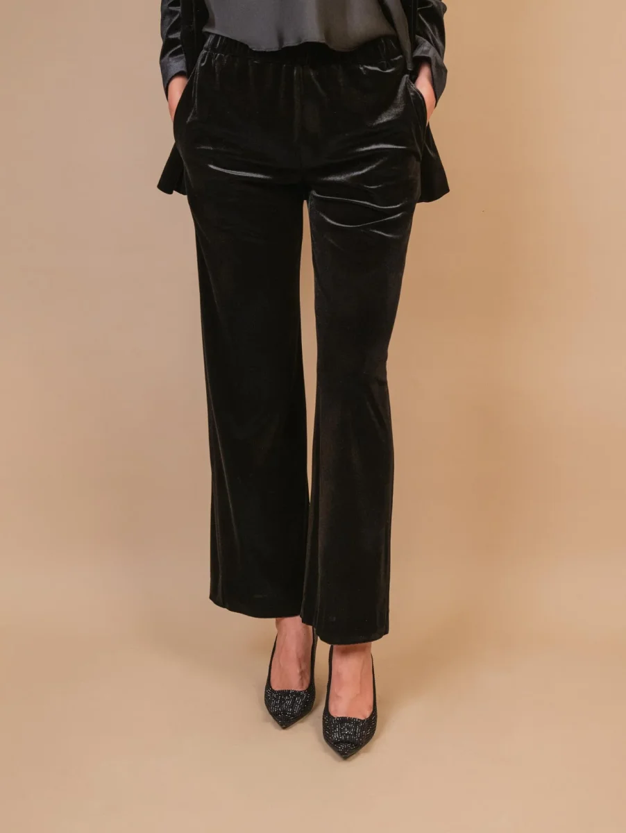 PANTALONE A PALAZZO IN VELLUTO NERO