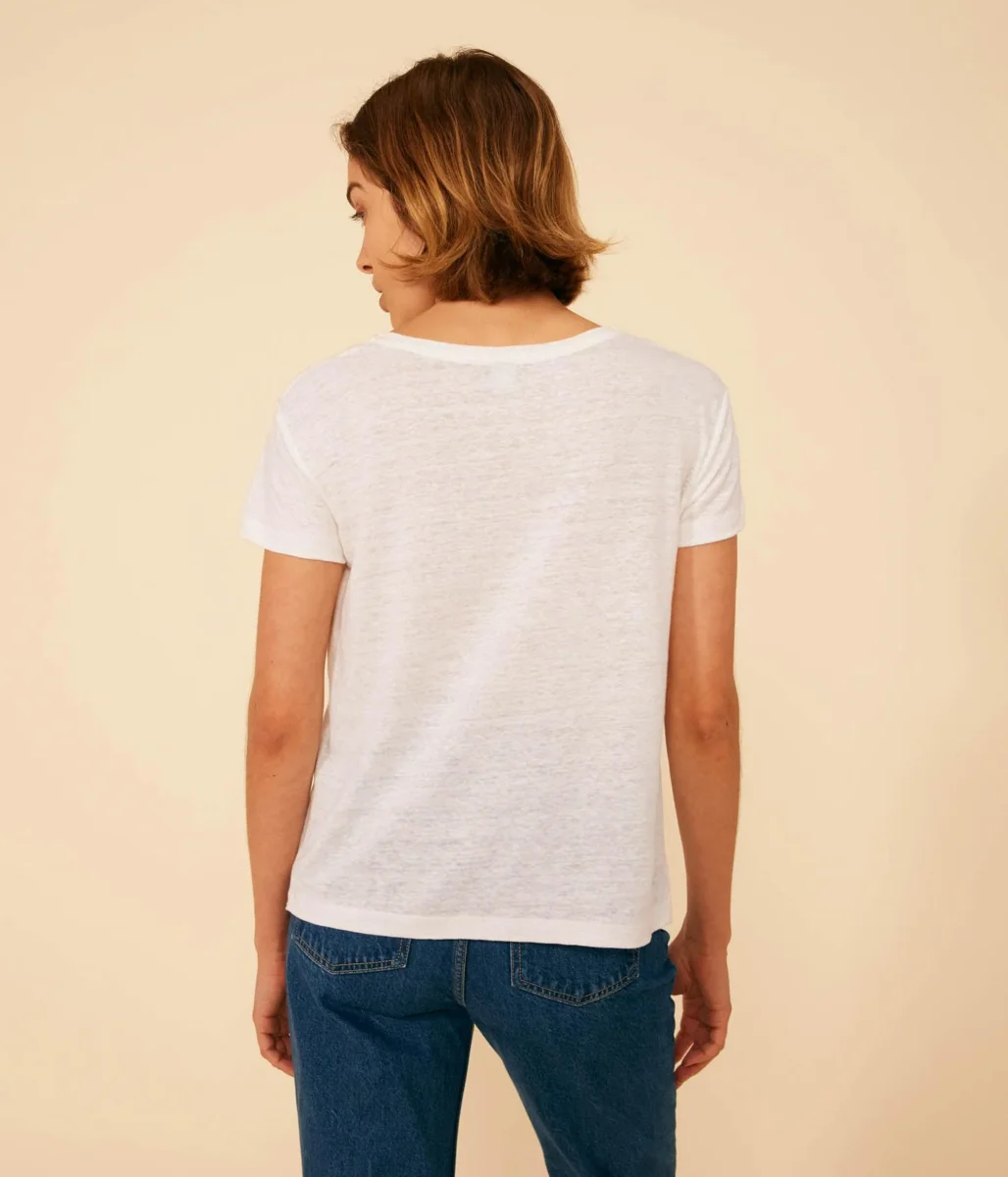 T-SHIRT LE DROIT GIROCOLLO IN LINO DONNA BIANCA - immagine 6