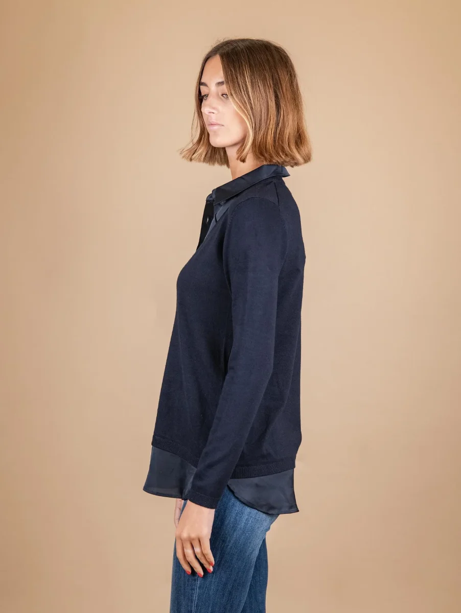 MAGLIA CAMICIA 2 IN 1 BLU - immagine 4