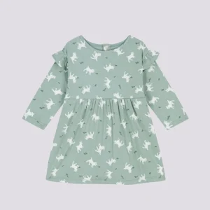 ABITO IN TUBIQUE CON MANICHE LUNGHE E STAMPA