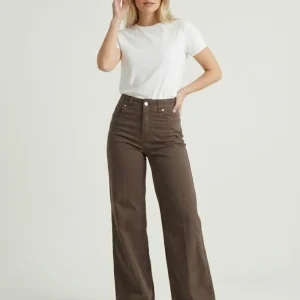 Pantaloni a palazzo in cotone cioccolato