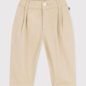 Pantaloni in serge beige neonato