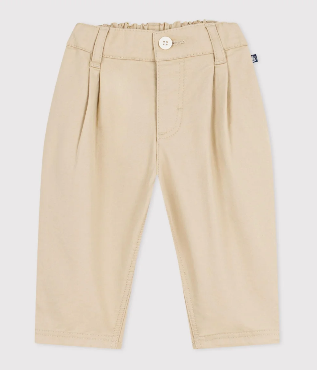 Pantaloni in serge beige neonato