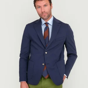 BLAZER IN MISTO COTONE PUNTO MILANO BLU NAVY