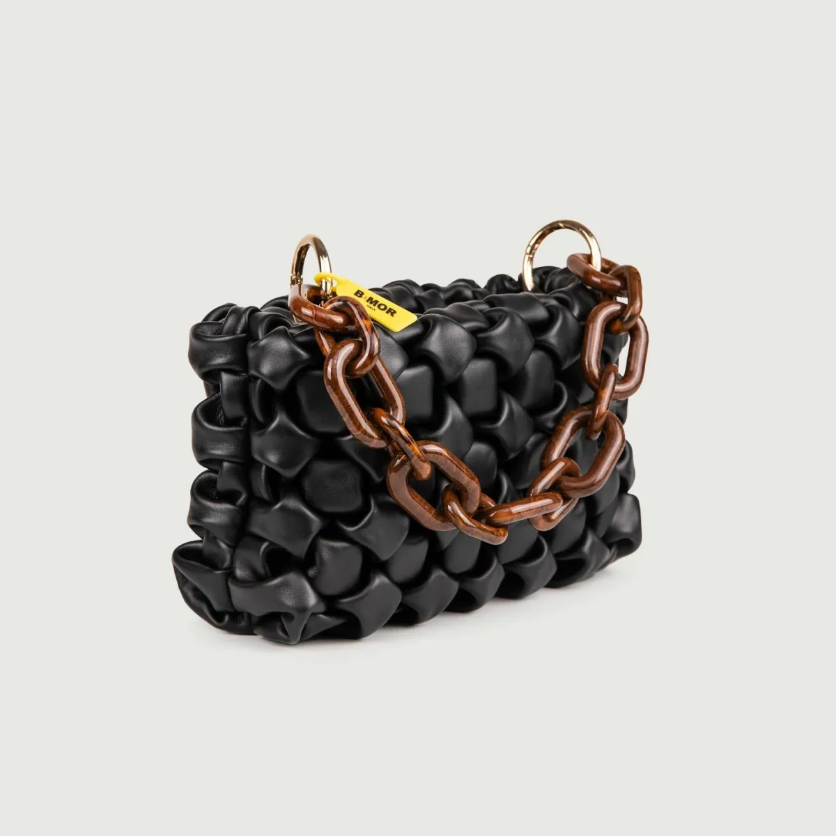 BORSA IN PELLE INTRECCIATA NERO "CURLY" - immagine 3