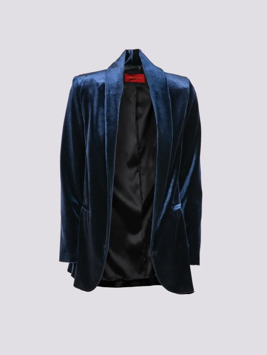 BLAZER APERTO IN VELLUTO BLU - immagine 3