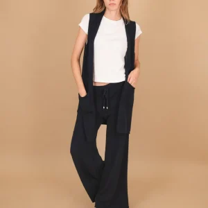 GILET LUNGO IN MAGLIA BLU