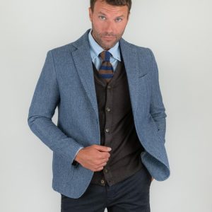 BLAZER IN TESSUTO SPIGATO BLU