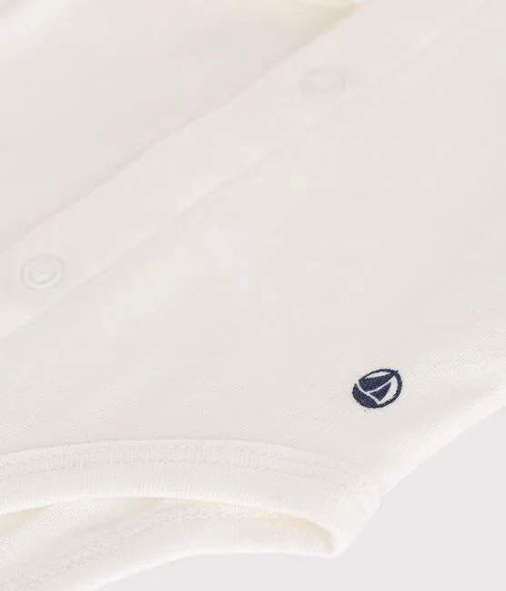 Body bianco a manica lunga con colletto in cotone - immagine 4