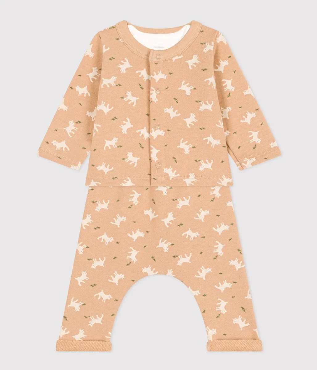 COMPLETO IN TESSUTO FELPATO CON STAMPA CAPRETTA PER BEBÈ - immagine 4