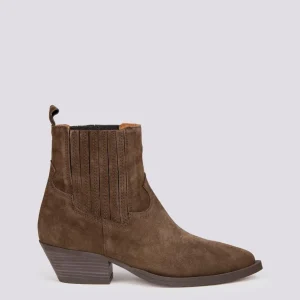 STIVALETTO TEXANO A PUNTA IN CAMOSCIO MARRONE