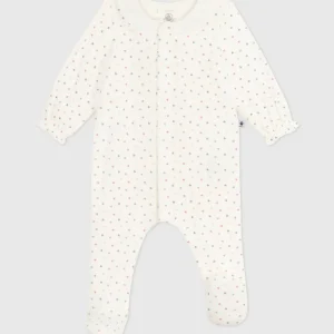 Pigiama in ciniglia con colletto stampato a cuori neonato