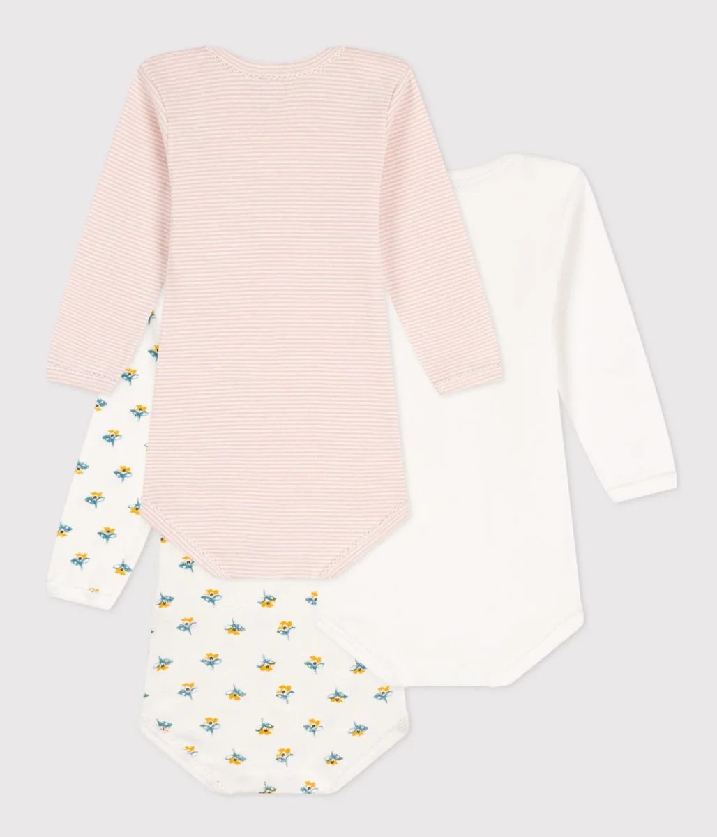 CONFEZIONE DA 3 BODY IN COTONE A FIORI - immagine 3