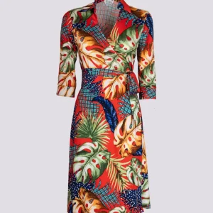 Abito kimono in fantasia floreale multicolor