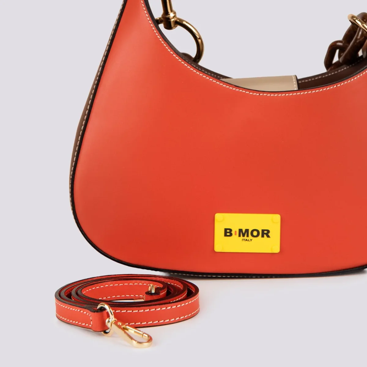 BORSA "MINI CURVY" BICOLORE MATTONE E MARRONE - immagine 5