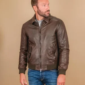 GIUBBOTTO IN PELLE MARRONE MODELLO AVIATOR "YANK"