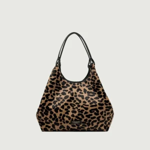 Borsa a spalla Dua in pelle color leo macchia nero-nero