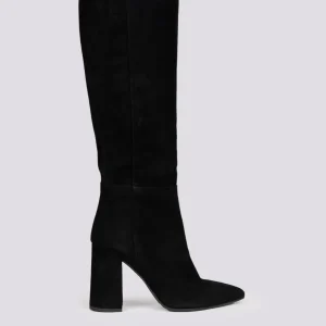 STIVALE A PUNTA CON TACCO ALTO IN CAMOSCIO NERO