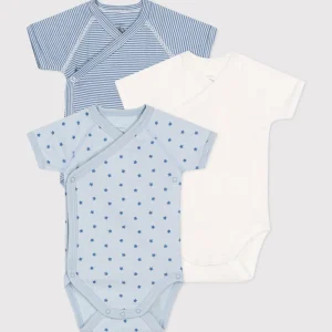 Set di 3 body incrociati a maniche corte righe e stelle