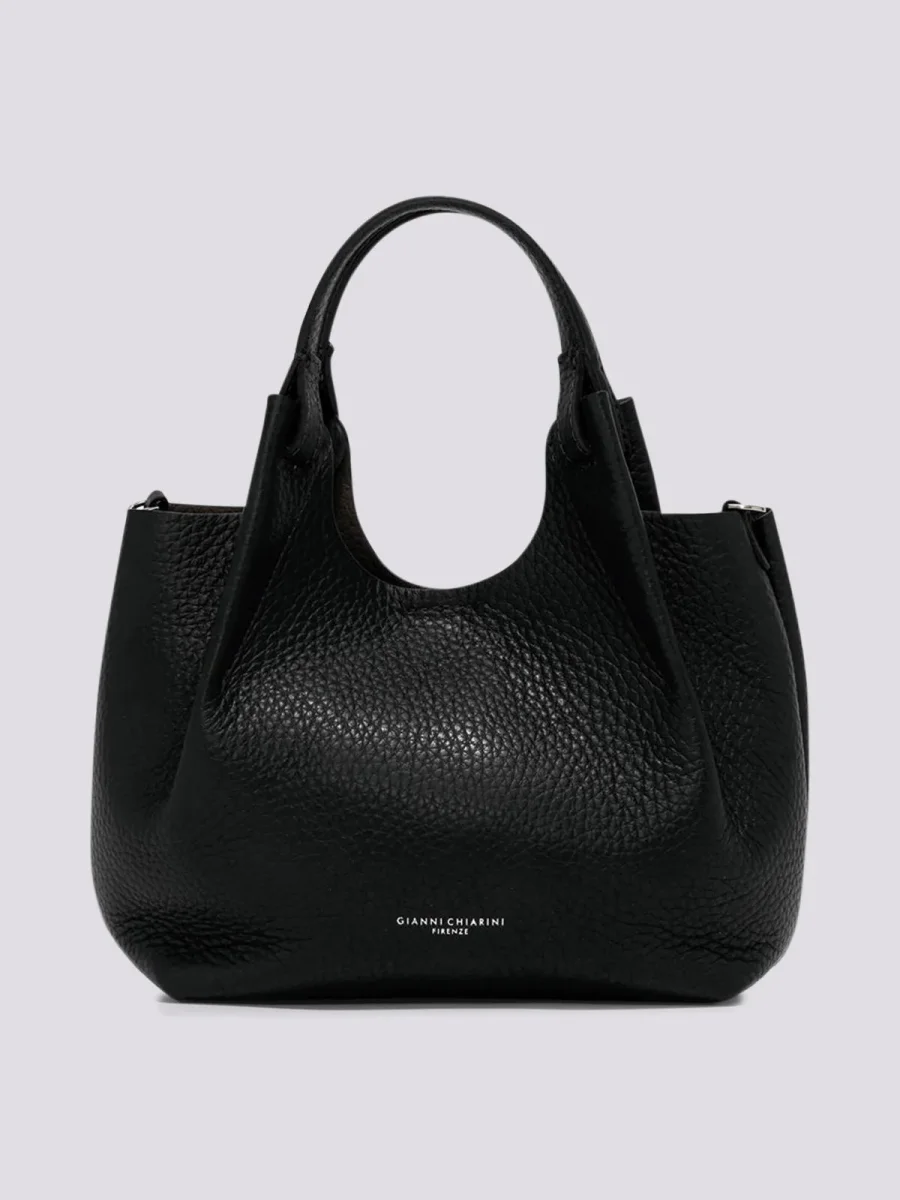 Borsa a spalla Dua in pelle marrtellata nera