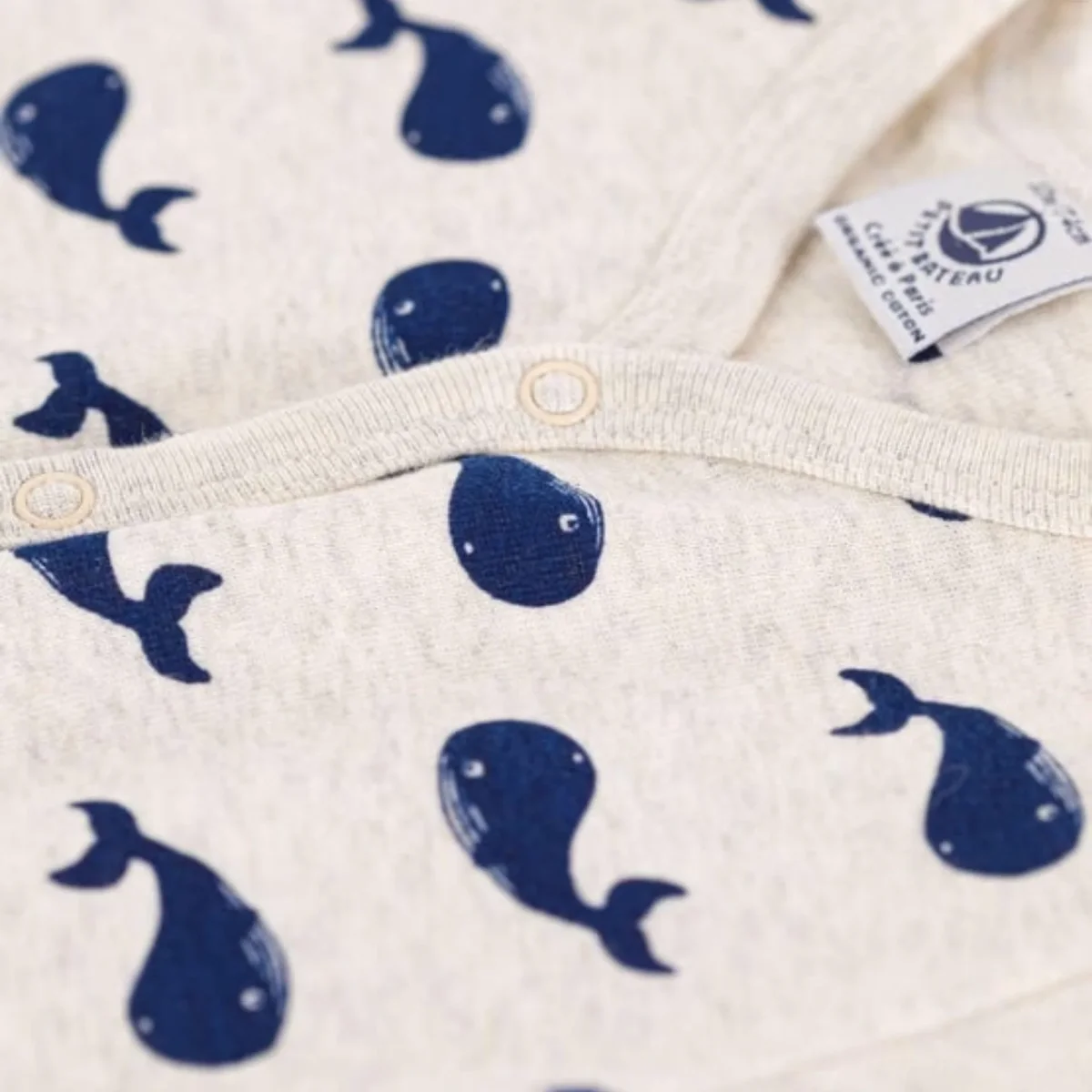 TUTINA CORTA CON BALENE BLU IN COTONE BEBÈ - immagine 4