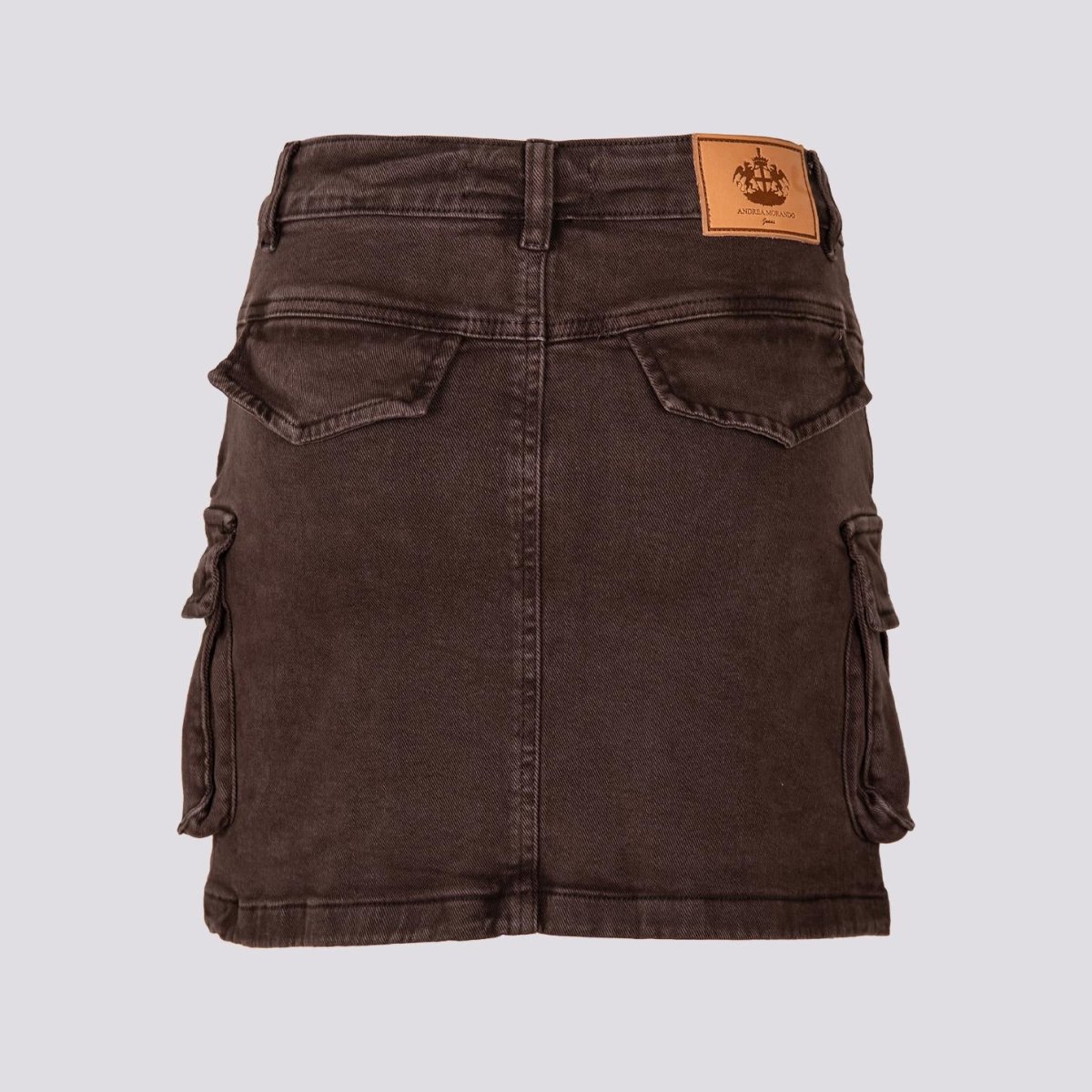 Mini gonna cargo in cotone marrone - immagine 3