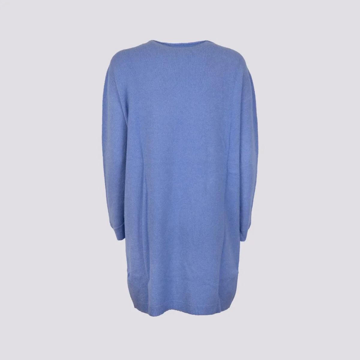 MAGLIA ABITO CON TASCHE E SCOLLO A BARCHETTA AZZURRO - immagine 4