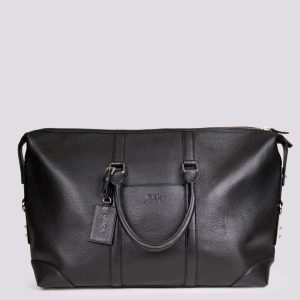 BORSONE DA VIAGGIO IN PELLE MARTELLATA NERA ATLAS