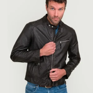 GIUBBOTTO IN PELLE MARRONE SCURO