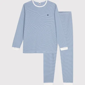 Pigiama a righe blu in cotone