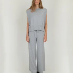 PANTALONE A PALAZZO IN MAGLIA GRIGIO PERLA