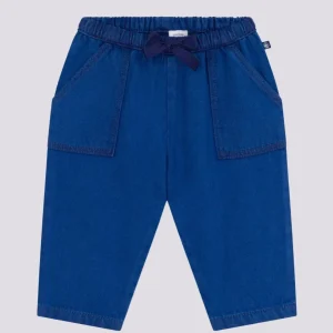 PANTALONI IN COTONE LYOCELL BLU