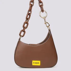 BORSA "MINI CURVY" IN PELLE CIOCCOLATO CON TRACOLLA IN OSSO