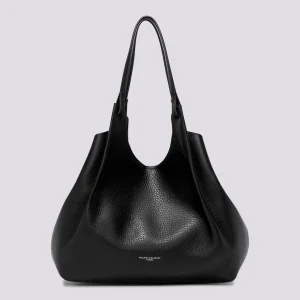 Borsa a spalla Dua in pelle martellata nera