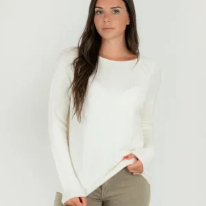 MAGLIA SCOLLO A BARCA PANNA