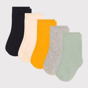 5 paia di calzini in cotone tinta unita